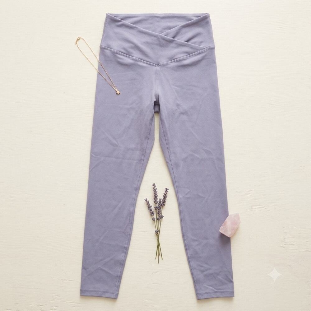 Unbranded Gray V-Crossover Waistband Leggings Yoga Athletic Pants